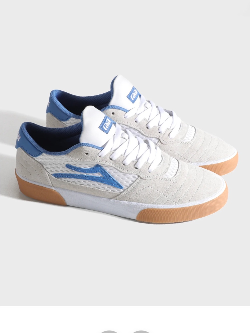 White & Blue Suede Skate Sneakers